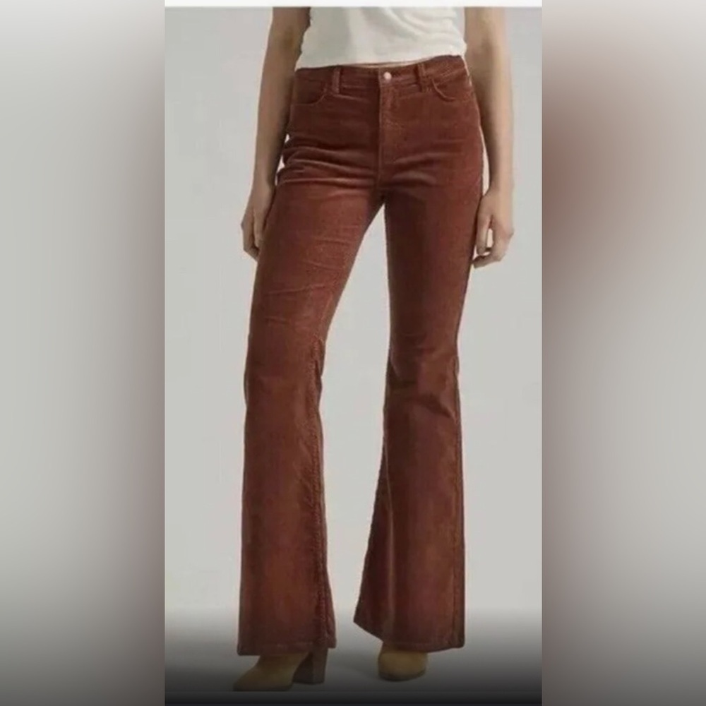 Wrangler high rise fierce flare brown corduroy jeans size 10x34 new - Picture 4 of 4